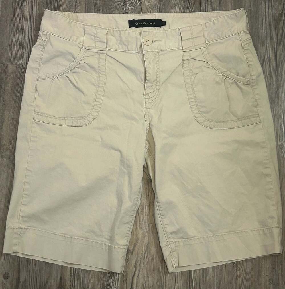 Calvin Klein Jeans Beige Chino Bermuda Shorts Size 14